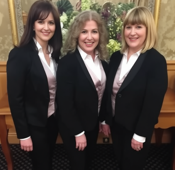 3 Newbridge Sopranos musical group performing on stage - Lorraine Nolan soprano performances